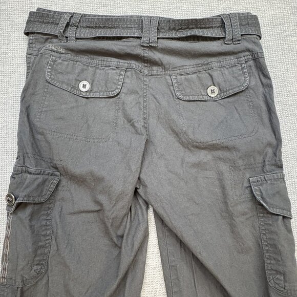 Columbia Womens Gray Cargo Capri Pants Size 4 Pockets Belted Double Button Waist - Picture 6 of 15